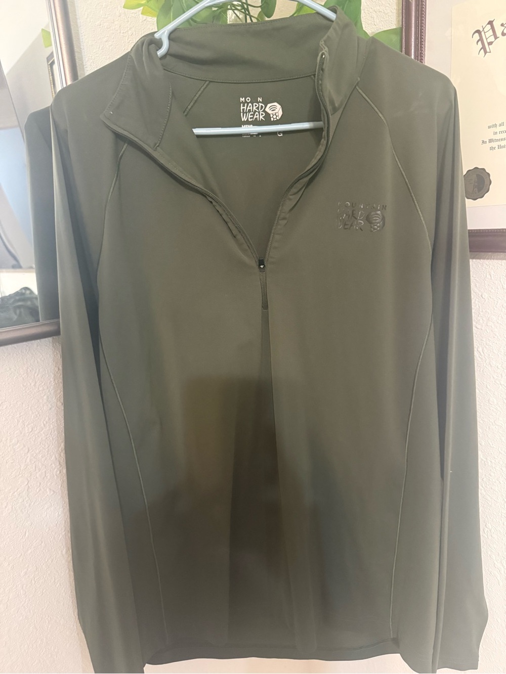 Mountain Hardwear Olive Green Quarter-Zip Performance Top